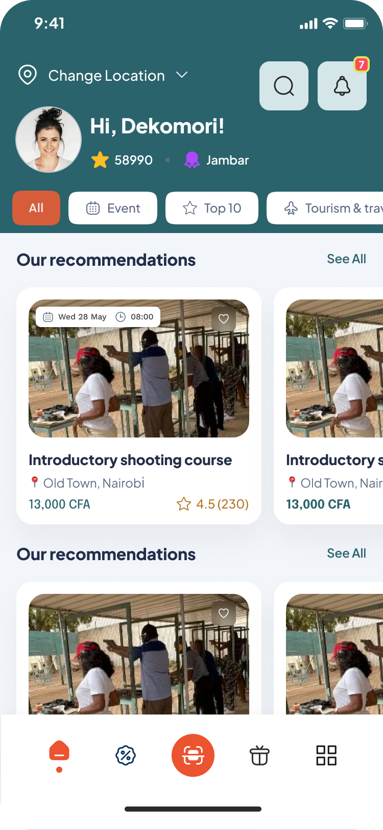 Mobile app left screen